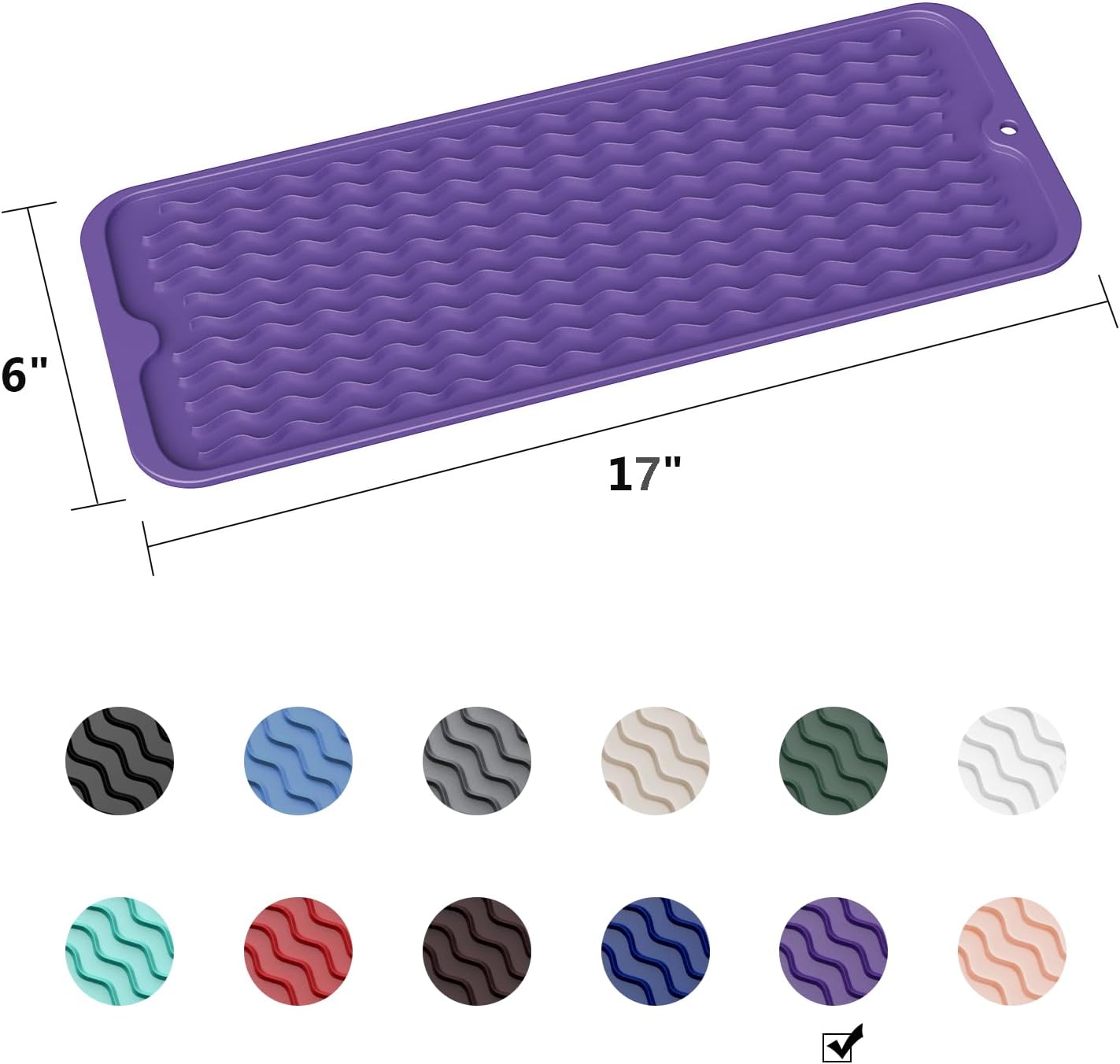 ZLR Silicone Dish Drying Mat for Kitchen Counter, Eco-Friendly Fast Dry Dish Mat, Easy Clean Multi Usage Drying Matt, Heat Resistant Trivet, 6" x 17" Small, Meadow Violet