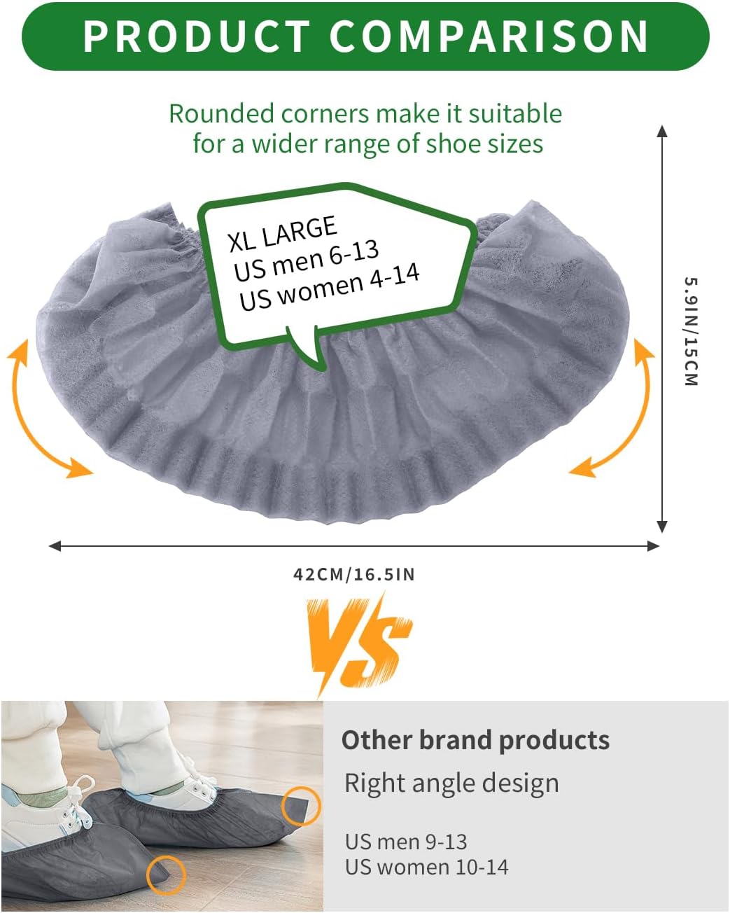 100Pcs(50 Pairs) Non-Woven Shoe Covers Disposable Non Slip for Indoors, Breathable | Durable | Boot Covers, Fits Up to Size 13 US Men (Gray)