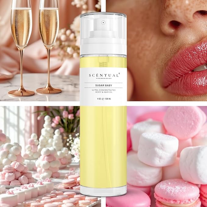 Ultra-Concentrated Hair & Body Perfume Mist, Long Lasting Women's Fragrance, Gourmand Perfumes for Women, Vegan and Cruelty Free (Sugar Baby)