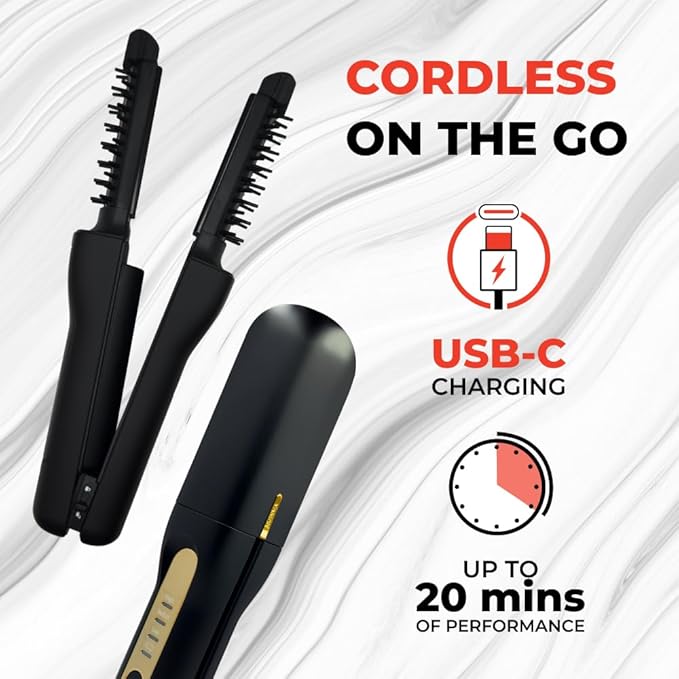 YA-MAN Spa Styler Kit: Hair Goals — Volume & Lift | Cordless Heated Brush + Moisture Repair Oil Set | J-Beauty Hair Kit for Shine, Smoothness & Lift