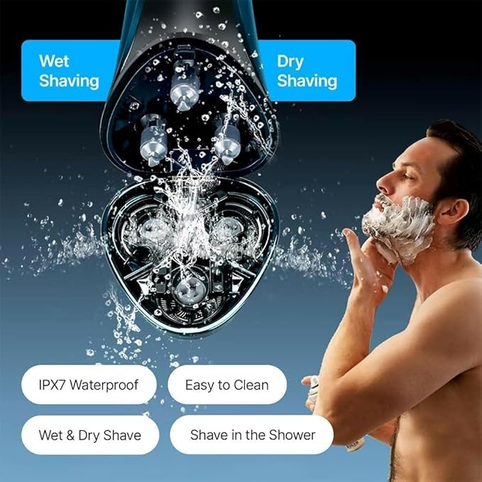 Snapbuy Electric Razor for Men, Snapbuy Electric Razor Pro of Father, 4D Floating Head Rotary Shaver,2025 New Electri c Shaver with LCD Display & Quiet Motor, IPX7 Waterproof (Blue)