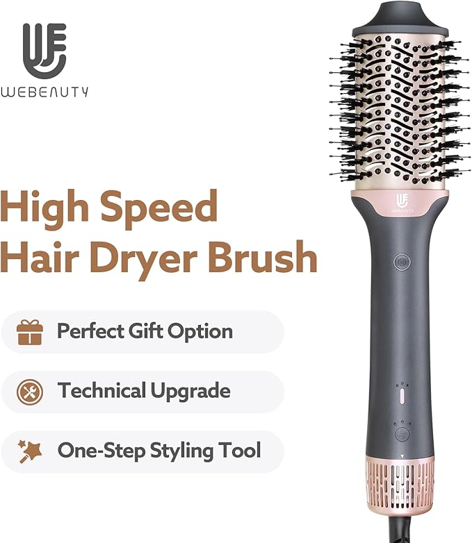2-in-1 Blow Dryer Brush, Ionic & Ceramic Thermal Brush with Adjustable Heat & Cool Shot, 110000 RPM Motor High-Speed Motor for Frizz-Free, Smooth & Voluminous Hair, Grey Volumize in Minutes