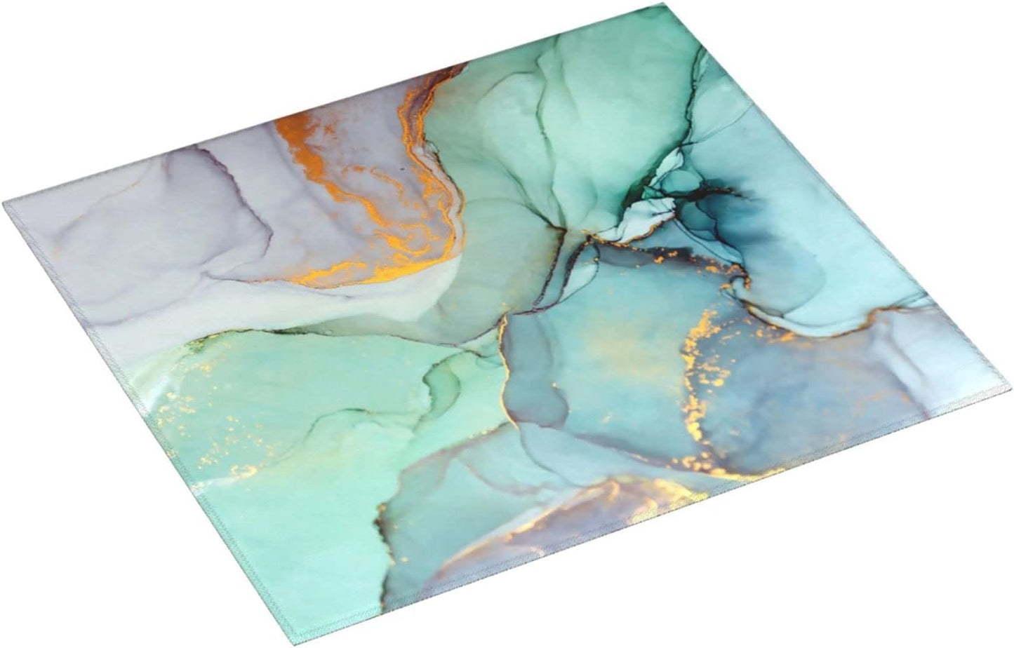 Teal Marble Golden Swirls Pattern Microfiber Dish Drying Mat For Kitchen Countertop Absorbent Reversible Drainer Rack Pad 18 X 16 Inch