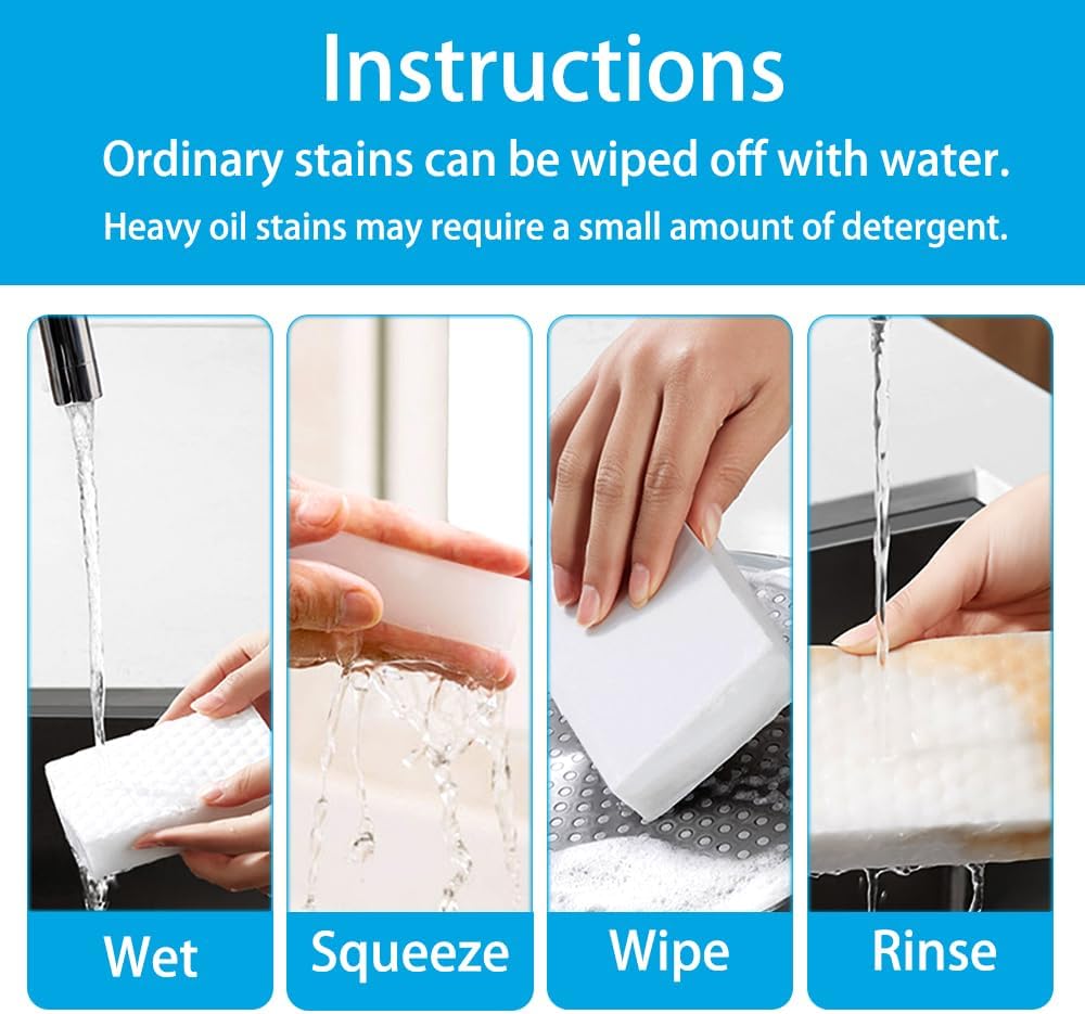 Magic Sponge Erasers, 50 Pack 2X Density Stronger Melamine Sponge Foam Pads, Multi-Functional Household Cleaning Supplies Cleaner for Kitchen, Bathroom, Bathtub, Sink, Wall Cleaner