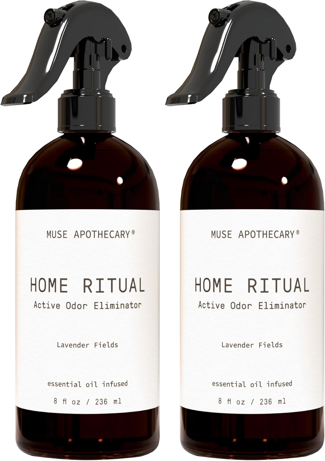 Muse Apothecary Home Ritual Active Odor Eliminator Spray - Furniture Deodorizer Spray & Bathroom Odor Eliminator for Home - Essential Oil Air Freshener - 8oz, Lavender Fields