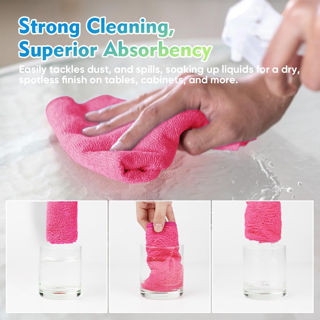 HOMEXCEL Pink Microfiber Cleaning Cloth 12 Pack, 12.5 x 12.5 inch Microfiber Towels for Cars, Ultra Absorbent Car Washing Cloth, Lint Free Streak Free Cleaning Rags for Car, Kitchen, and Window