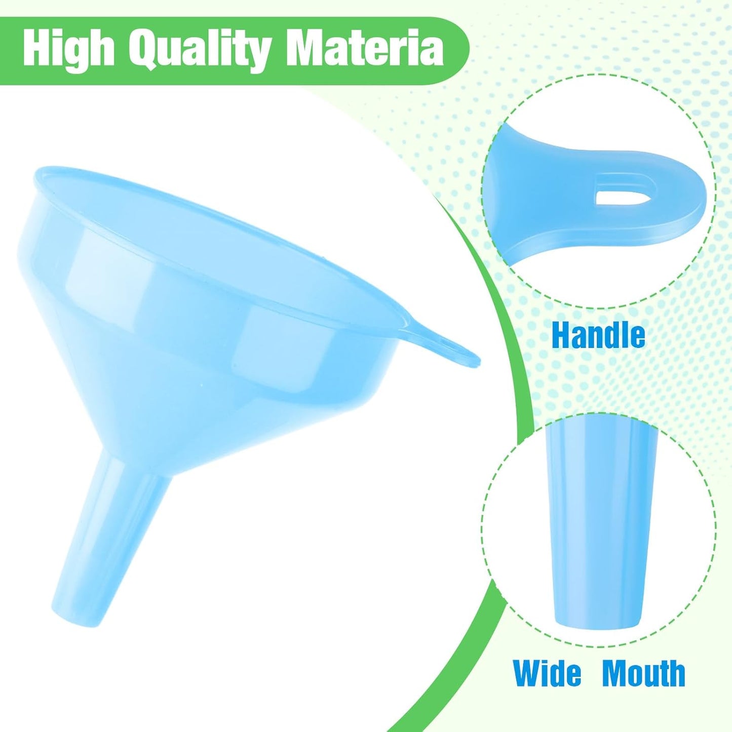 Honeydak 24 Pcs Multi-Purpose Plastic Funnels 4.7 Inch Wide Mouth Funnels for Filling Bottles, Jars, Containers Lab Use Oil Funnel for Gas, Car Oil, Lubricants and Fluids (Pink,Blue,Green)