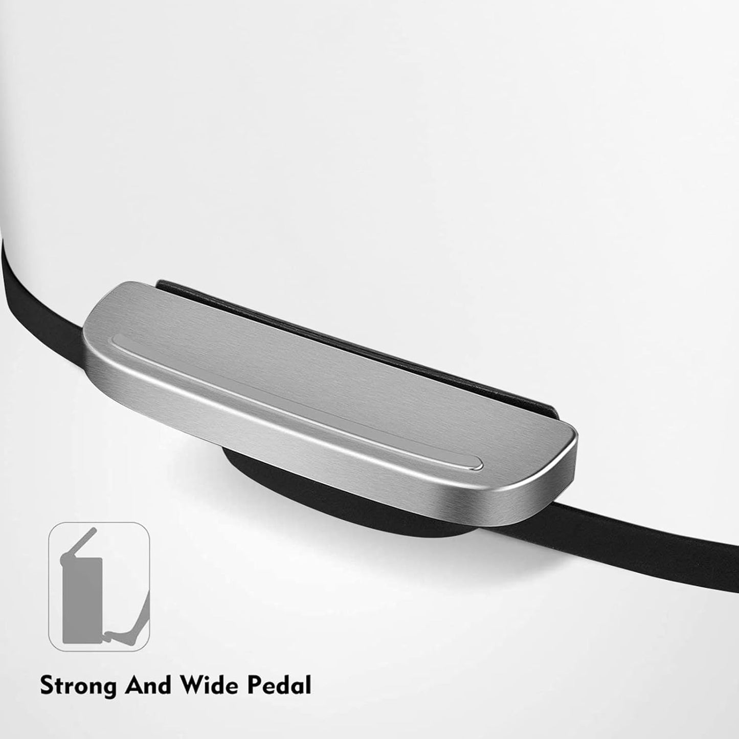 AthLike Trash Can, Stainless Steel Kitchen Garbage Can, Step Waste Bin with Hinged Lid and Removable Inner Bucket, Soft-Close, Dustbin for Bathroom Bedroom Living Room Home (White, 8 Gal)