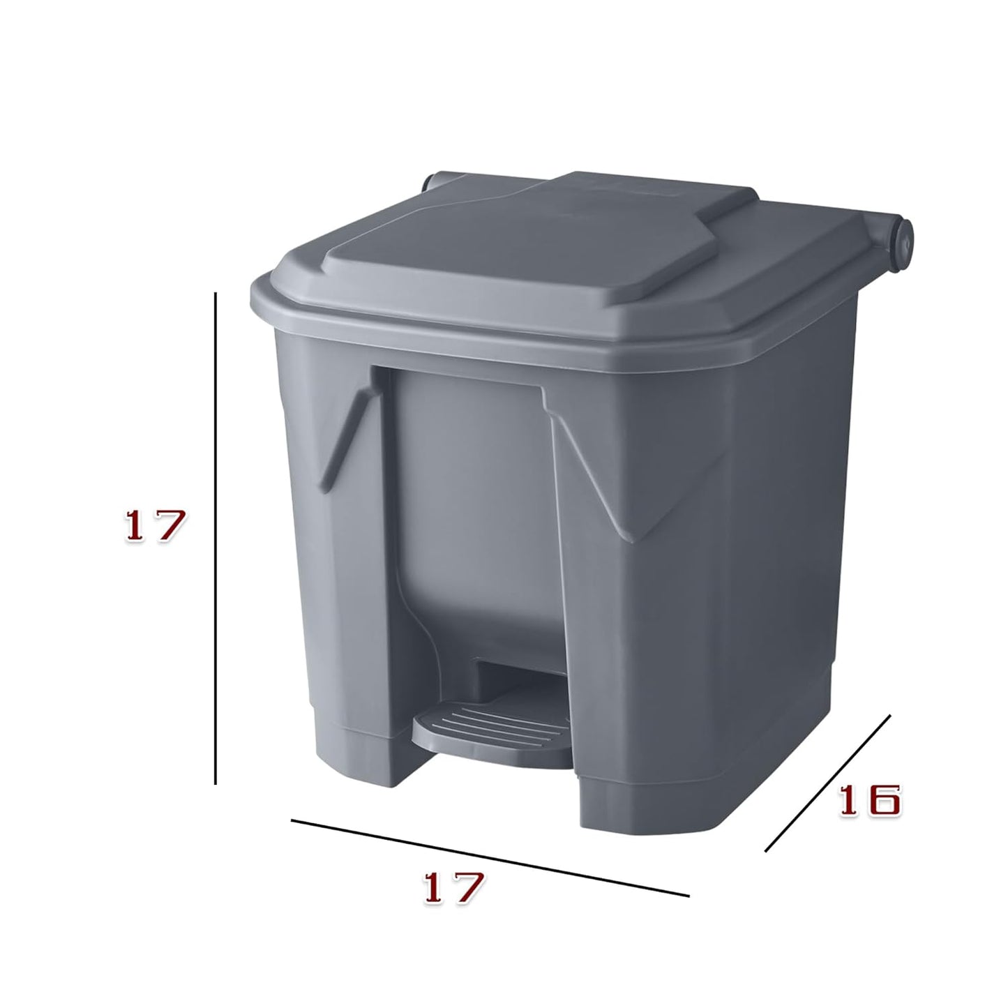 PRO&Family Step-On Trash Can with Lid, Plastic Waste Bin, Foot Pedal Operation (Gray, 8 Gallon)