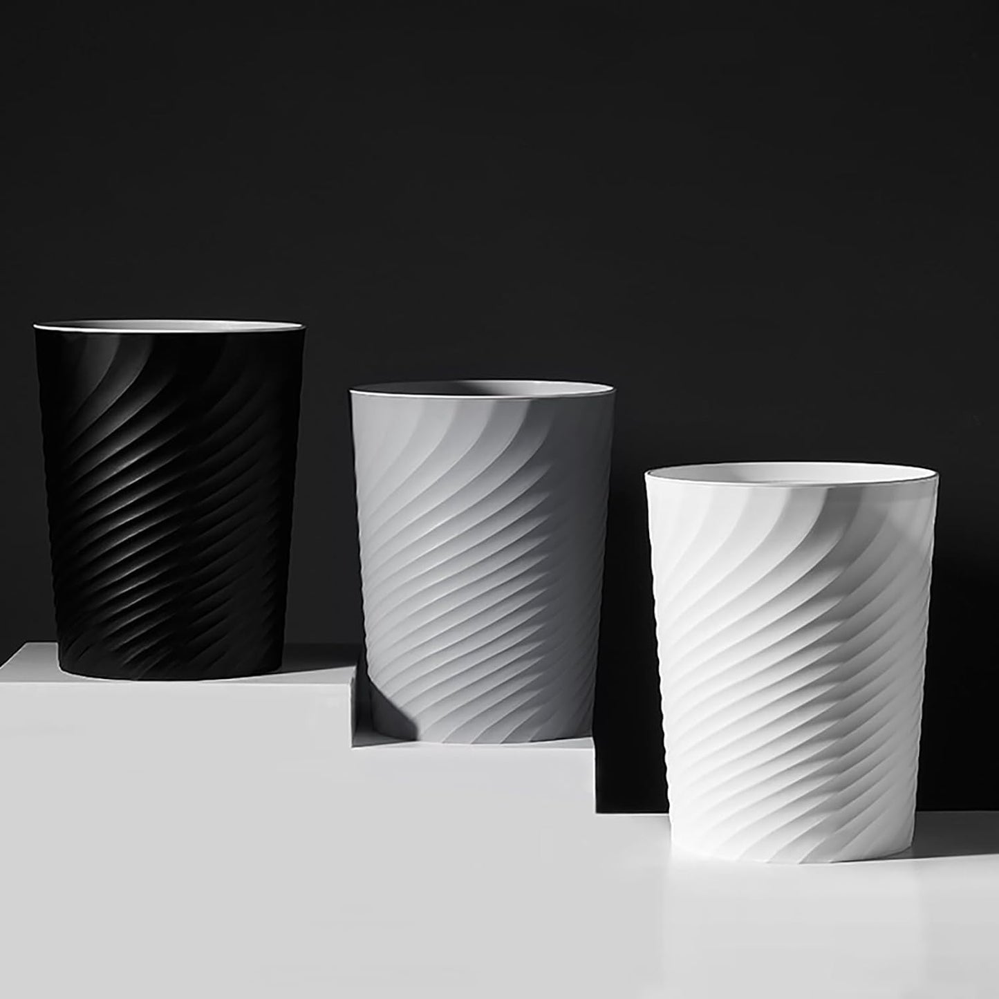 Bathroom Trash Can 1.8 Gallon Waste Basket 2 Pack Small Garbage Can for Toilet Office Bedroom, White