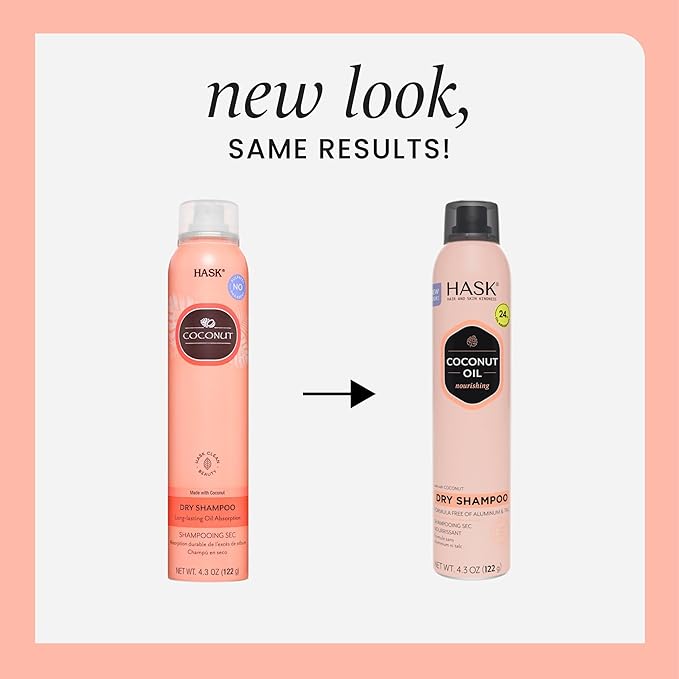 HASK Coconut Nourishing Dry Shampoo Duo (4.3oz-Qty 2) & Coconut Nourishing Deep Conditioner Packette, Aluminum-Free, Sulfate-Free, Paraben-Free, Color Safe, for All Hair Types