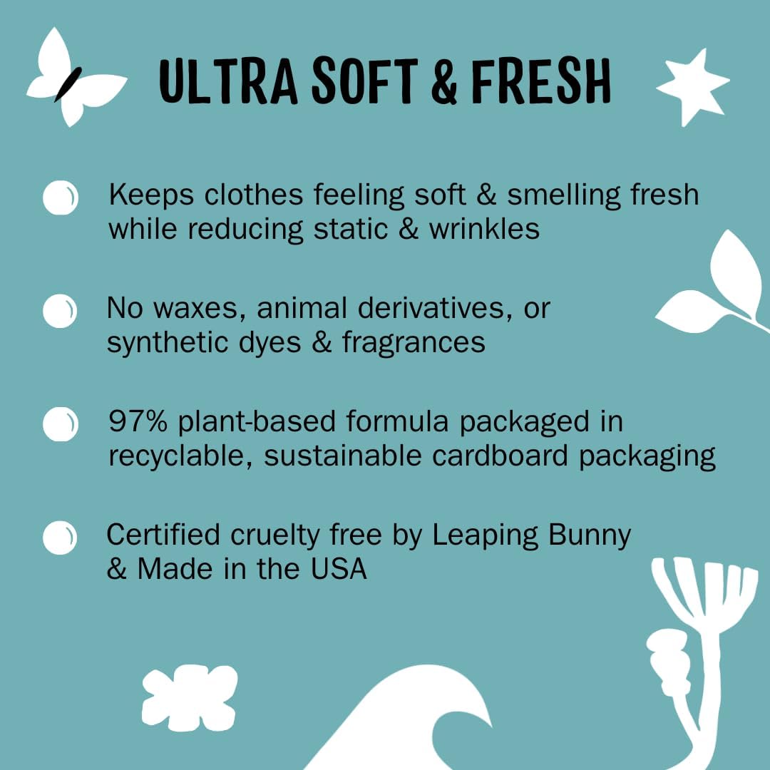 Molly's Suds Fabric Softener Dryer Sheets for Sensitive Skin | Plant-Based Static Reducer, Plastic-Free Packaging | Bundle of 2, Unscented (240 Sheets Total)