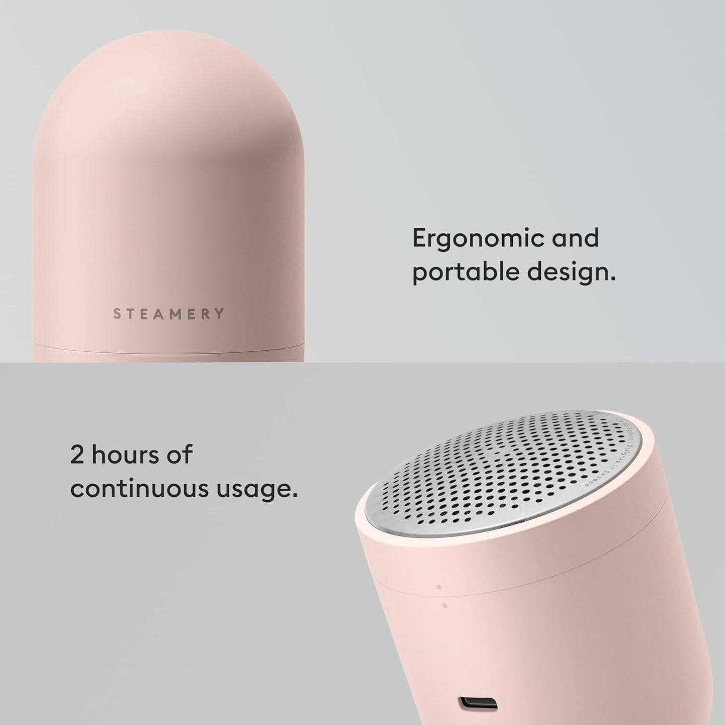 Steamery Fabric Shaver Pilo 2, Removes Lint and Pilling from Clothes and Textiles, Rechargeable Lint Remover with USB, Pink