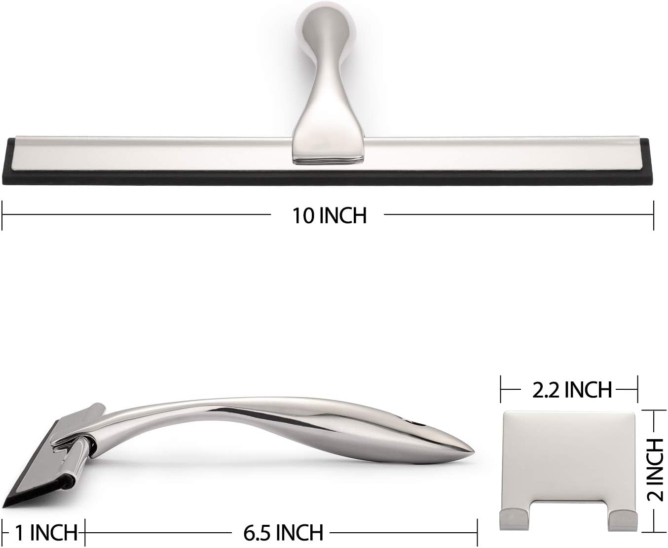 Hiware All-Purpose Shower Squeegee for Shower Doors, Bathroom, Window and Car Glass - Stainless Steel, 10 Inches
