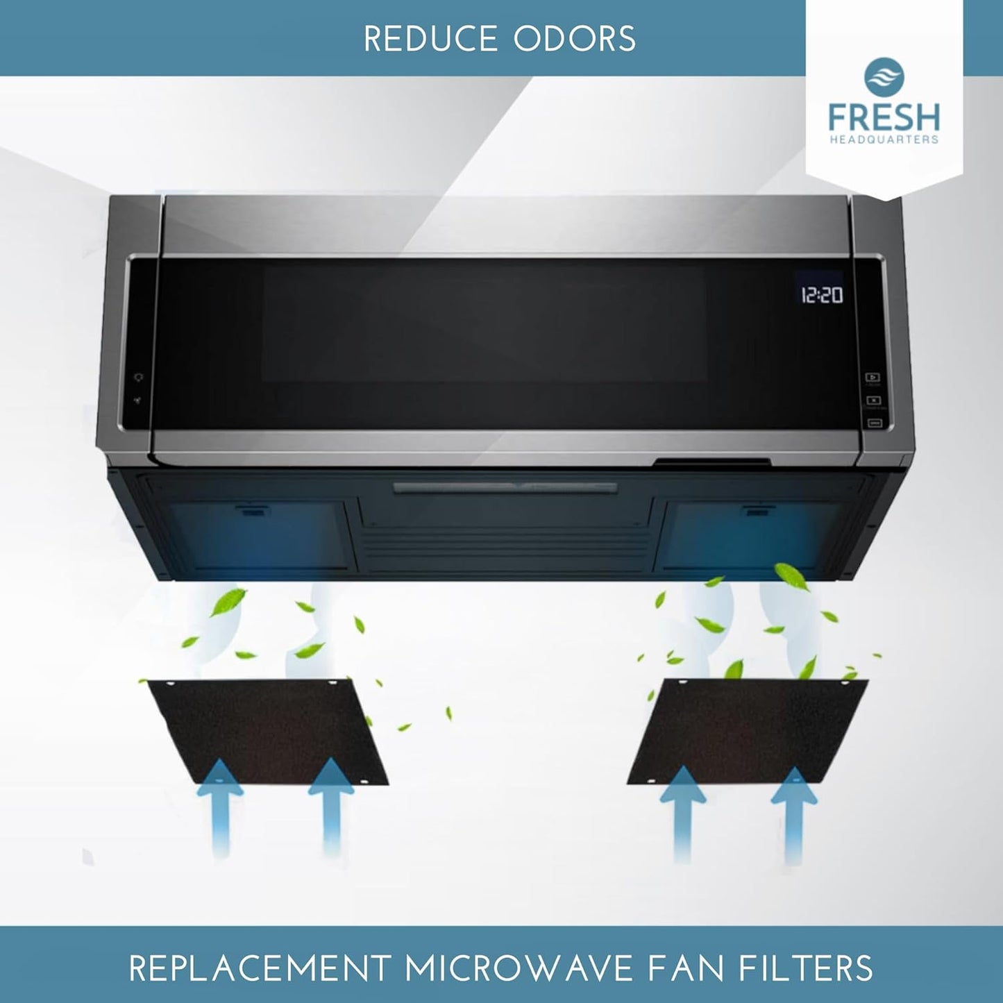 2-Pack Activated Carbon Charcoal Microwave Hood Filters - 10.25" x 7.125" Microwave Hood Filters - Compatible with Whirlpool WML55011HS & WML75011HZ Low‑Profile Models, Made in USA