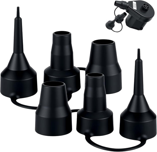 3 Size Air Pump Nozzle Replacement Set - 2 Sets Universal Plastic Inflatable Nozzles, Black Inflatable Pump Nozzles Head, Air Pump Inflator Adaptor Accessory for Inflatable Bed Mattress, Pool Floats