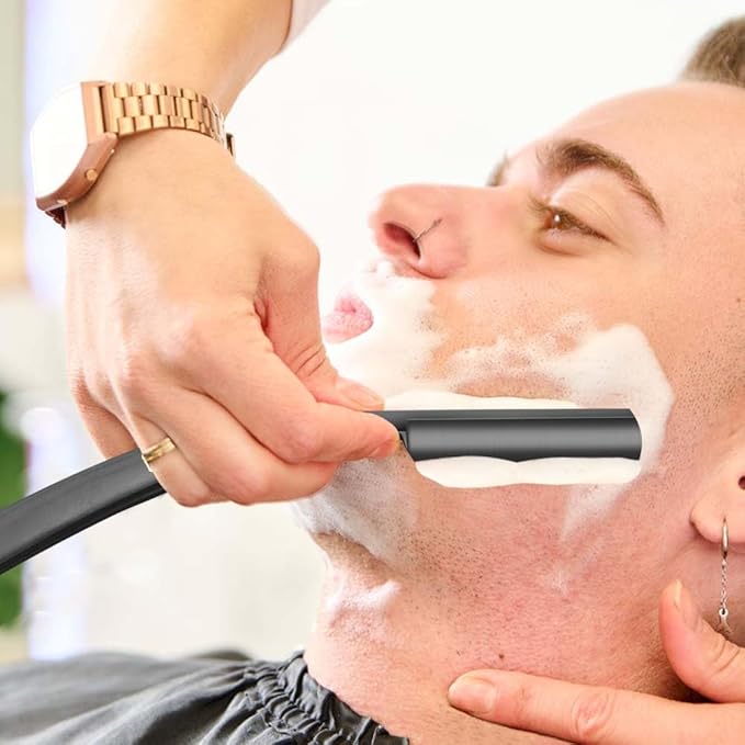 Premium Stainless Steel Shaver Razor with Shaving Strop for Men，Professional Straight Edge Barber Razor,Straight razors for men, Home & Salon Grooming Using (NO.189)