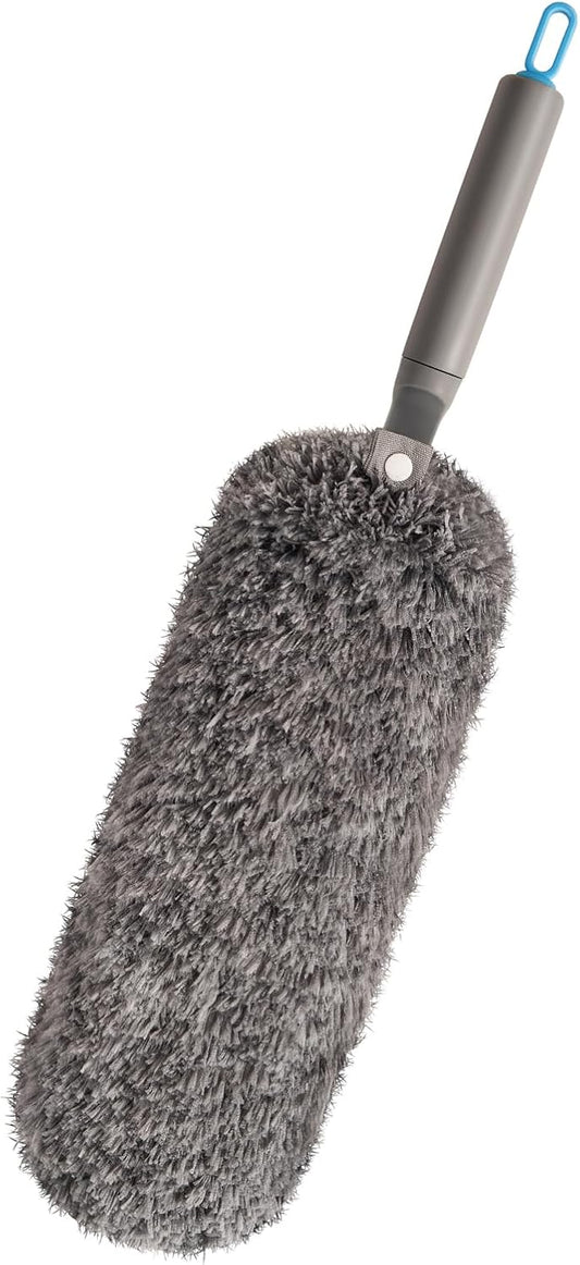 Microfiber Duster with Washable and Reusable Duster Head, Microfiber Dusters for Household Cleaning, Gray