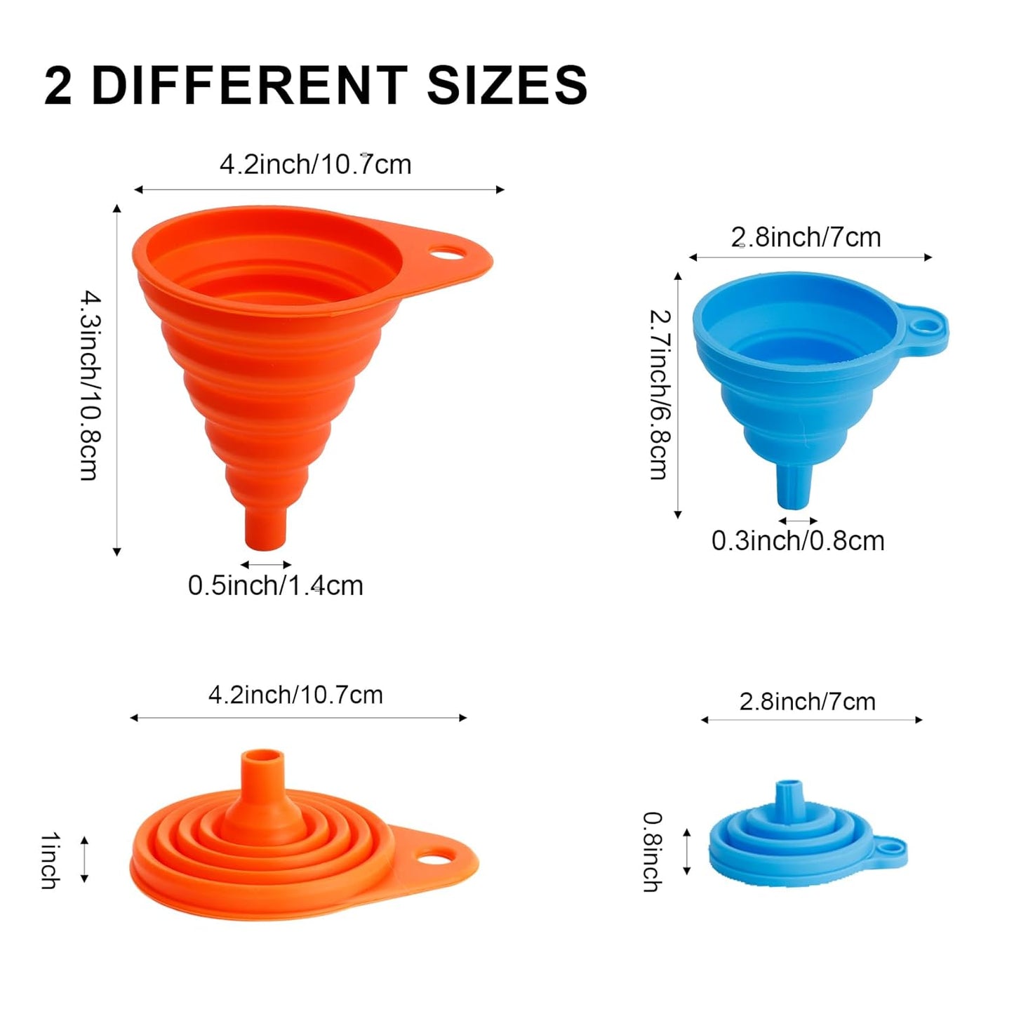 Kitchen Funnel Set of 4, Food Grade Foldable Small and Large Funnel Colorful Silicone Collapsible Funnels Flexible Funnels for Kitchen Use Filling Bottles Liquid Transfer Kitchen Gadgets Accessories