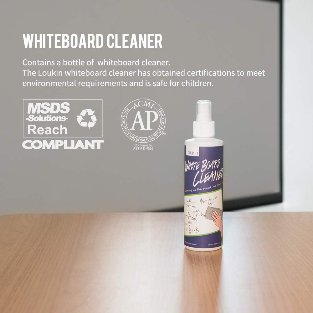 loukin Non-Toxic Whiteboard Cleaner, 8.5 fl oz Dry Erase Board Cleaner, Whiteboard Cleaning Spray, Removes Stubborn Marks from Whiteboards