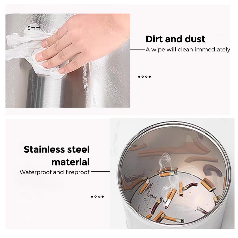 2.6Gallon/10L，Stainless Steel Bathroom Trash Can,Chrome Trash Can,Silver Garbage Can for Office，Wastebasket for Hotel，Office，Store，Metal Trash bin Without lid (Silver)