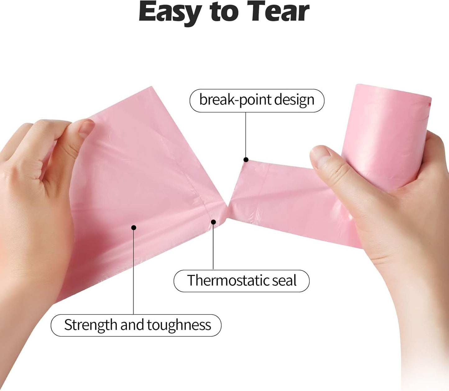 2-4 Gallon Portable Trash Bags,120 Counts Thicken portable Small Garbage Bags for Office, Kitchen,Bedroom Trash Can,Strong Trash Bags（Pink）