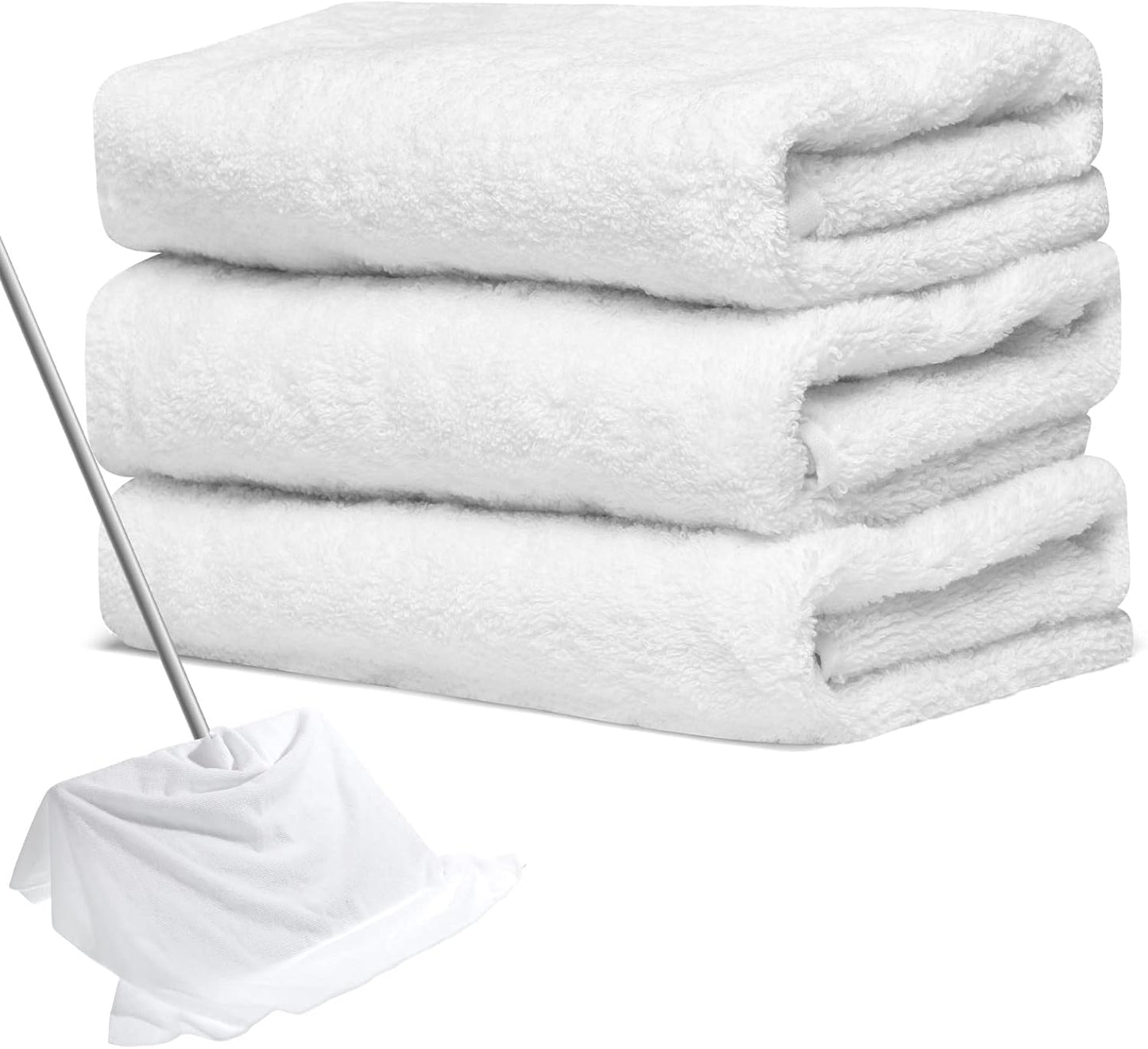 Newwiee 3 Pcs Extra Large Microfiber Cleaning Cloth 30" x 20" Washable Reusable Microfiber Towel Streak Free Lint Free Cloth for Cleaning Home Glass Office Window Bathrooms (White)
