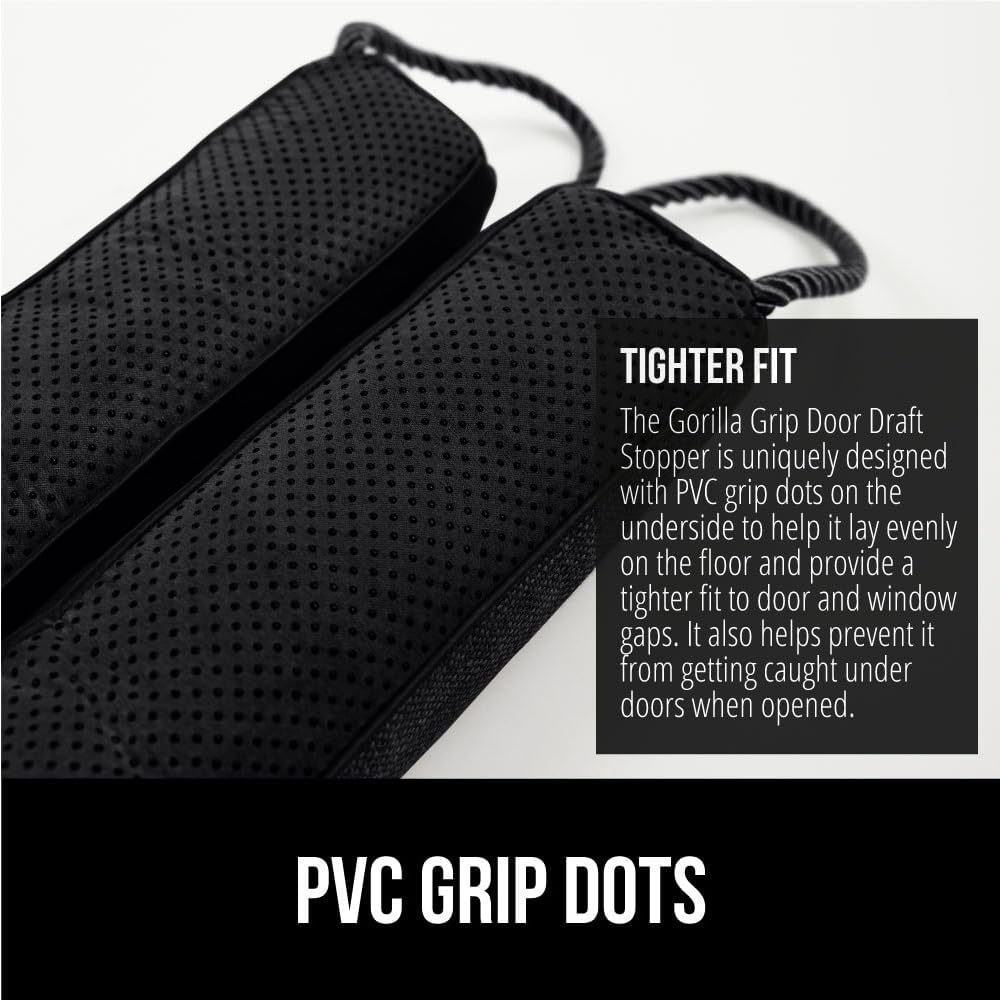 GORILLA GRIP Door Draft Stopper for Bottom of Doors, Weather Stripping Seal Blocks Hot Air, Noise, Bugs, Keeps Cold AC in, Sound Proofing Easy Install Gap Filler, Home Essentials, 36 Inch, Black