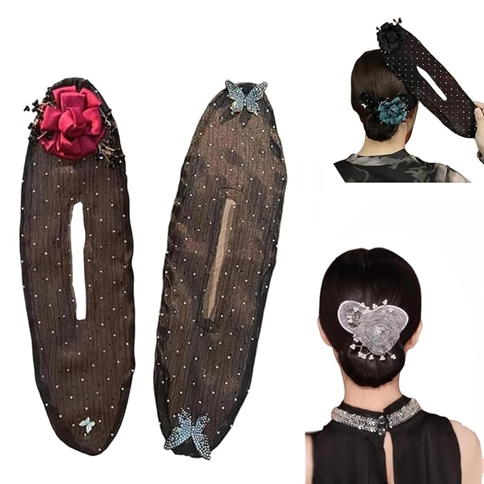 Hair Bun Maker, Ball Hair Clip, Hand-Embroidered Flower Bun Roller Twister, Lazy Hair Curler for Long Hair - Accessories for Women