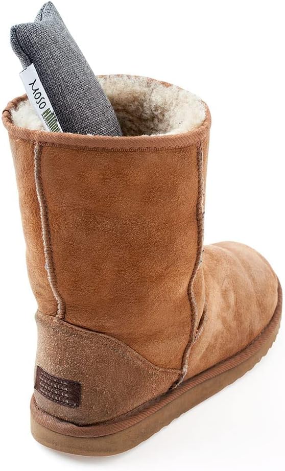 Moso Natural Shoe Deodorizer Inserts, Charcoal Odor Absorber for Shoes, Gym Bag & Boot Deodorizer, Long-Lasting Shoe Odor Elimination, Unscented Air Purifying Bags (Two Per Pack. 4 Total)