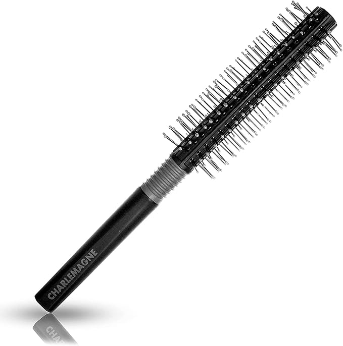 Charlemagne Round Brush for Hair & Beard - Small Round Rotating Roller Brush for Men