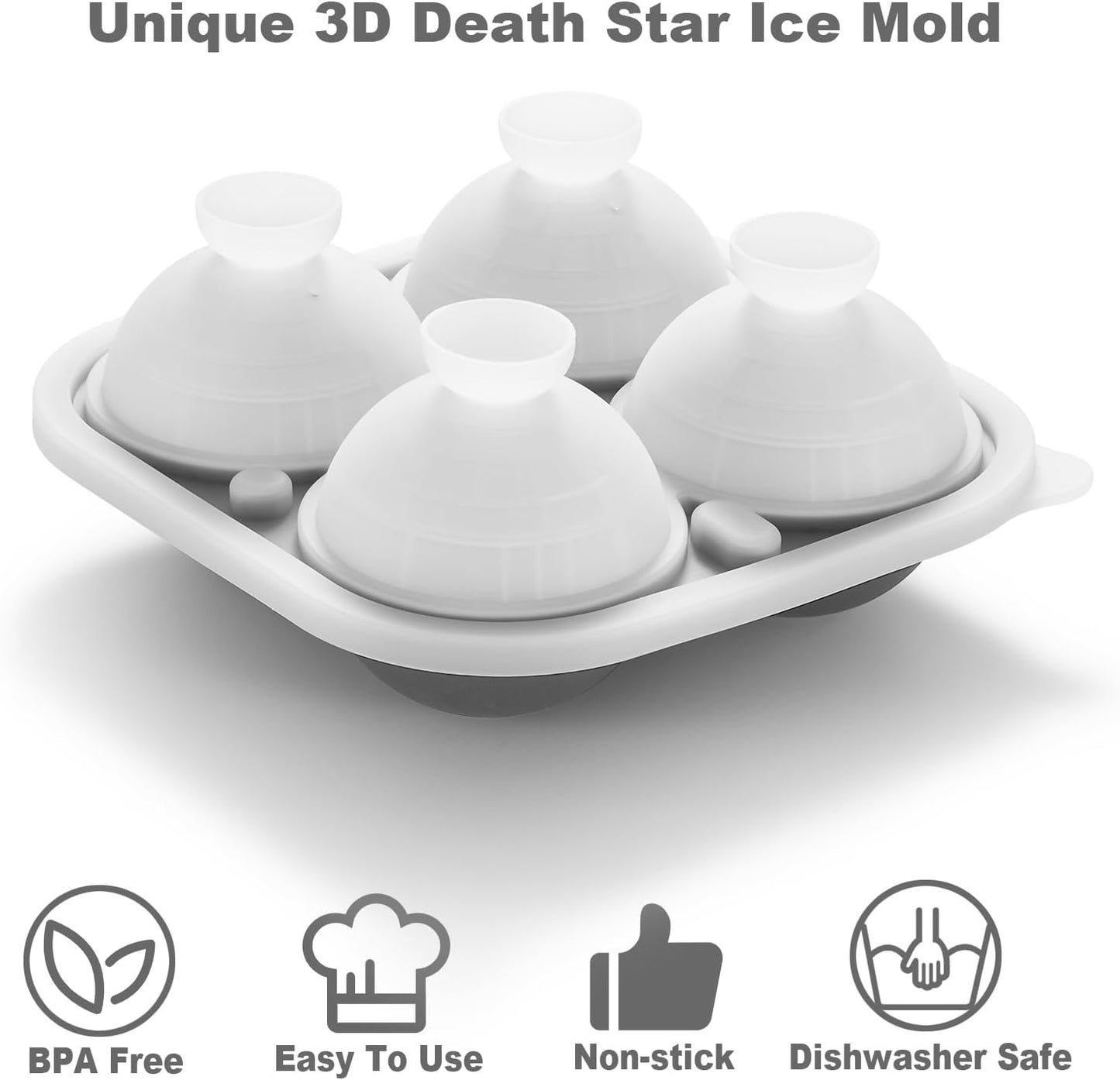 Nax Caki 3D Sphere Ice Cube Molds, Large Silicone Fun Shapes Gifts for Men Women, Whiskey Ice Cube Mold for Cocktails, Bourbon,Brandy, Whiskey Gifts for Men