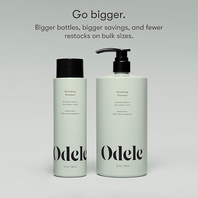 Odele Smoothing Sulfate-Free Shampoo for Extra Moisture, Frizz Control, Shine, and Straight to Curly Hair Types, 32 Fl Oz