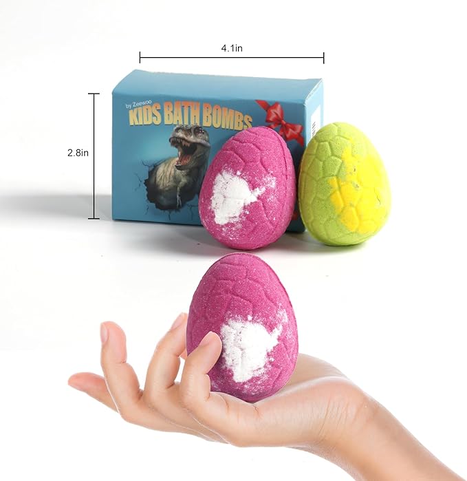 Bath Bombs for Kids with Toys Inside - 2 Organic Kids Bath Bombs with Surprise Inside, Dinosaur Bath Bombs for Kids 3-9 Years, Bath Bombs Gifts Easter Baskets Stuffers for Kids Boys Girls