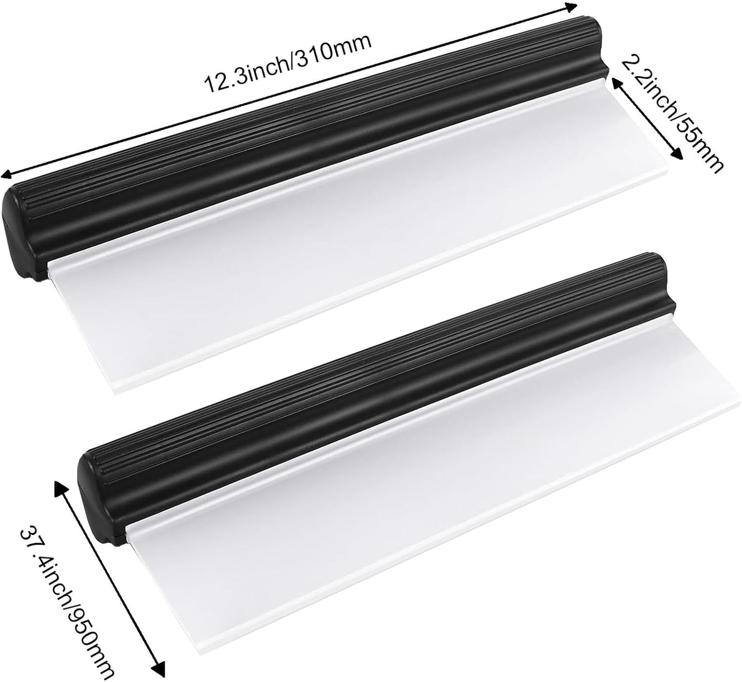 2pack 12inch Car Drying Squeegee Water Blade Universal Quick Drying Squeegee Wiper Flexible T-Bar Water Blade Silicone Squeegee for Car,Glass,Windshield,Bathroom Black Handle