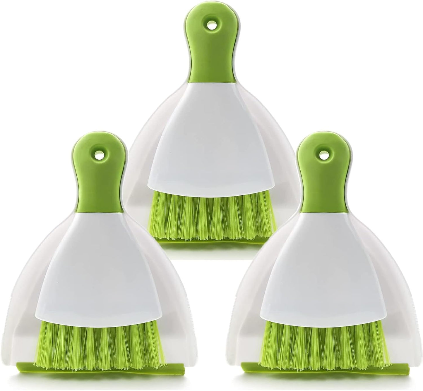 Dust pan Broom Brush Dustpan - Small Broom and Dustpan Set, Mini Broom and Dustpan, Small Dustpan and Brush Set for Home Cleaning, Sofa, Desk, Guinea Pig Cage, Cat Litter etc.（Green 3 Set）