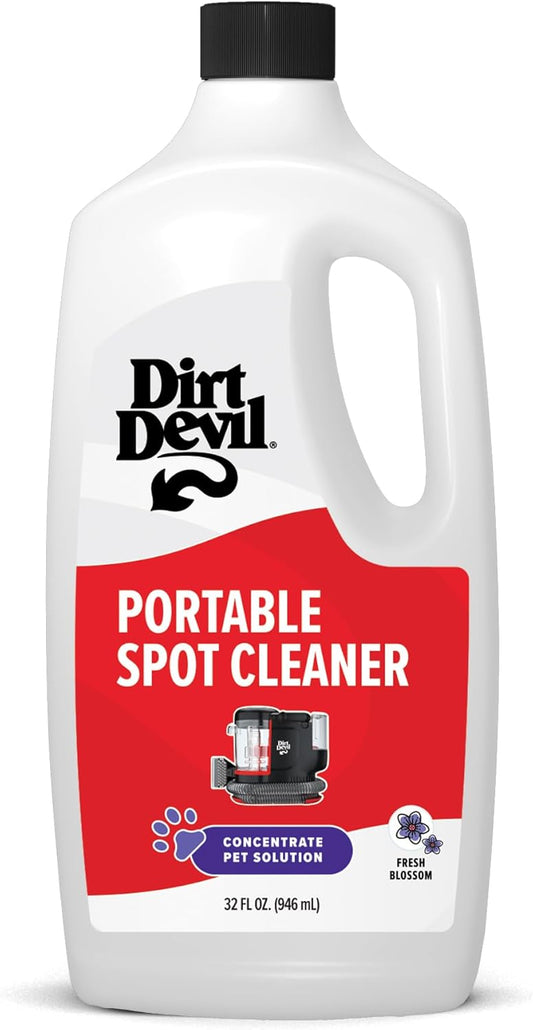 Dirt Devil Pet Portable Spot Cleaner Solution, 32 oz., Fresh Blossom Scent, Upholstery and Carpet Shampoo Solution, Eliminates Pet Messes and Odors, Pair with Dirt Devil Portable Spot Cleaners