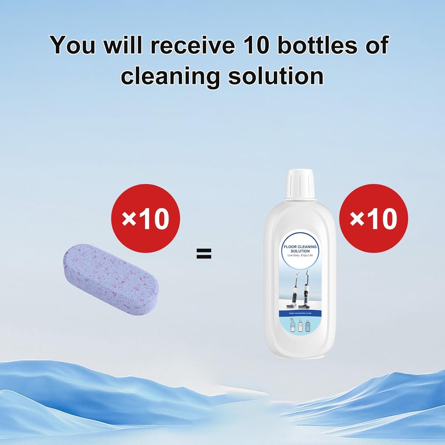 10 Bottles Compatible with Tineco Cleaning Solution Pet 500ml Per Bottle Lavender Scents Floor Cleaner Compatible with All Robot Vacuums with Mopping and Cordless Wet/Dry Vacuum (Lavender)