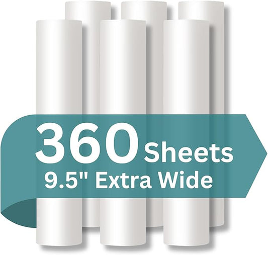 Large Lint Roller with Extra Sticky Roller and 420 Sheets 9.5" Wide, Floor Lint Roller Long Handle, Extendable to 41", Carpet, Couch, Pet Hair, Clothing Cleaning Supplies (6 Refills (360 Sheets))