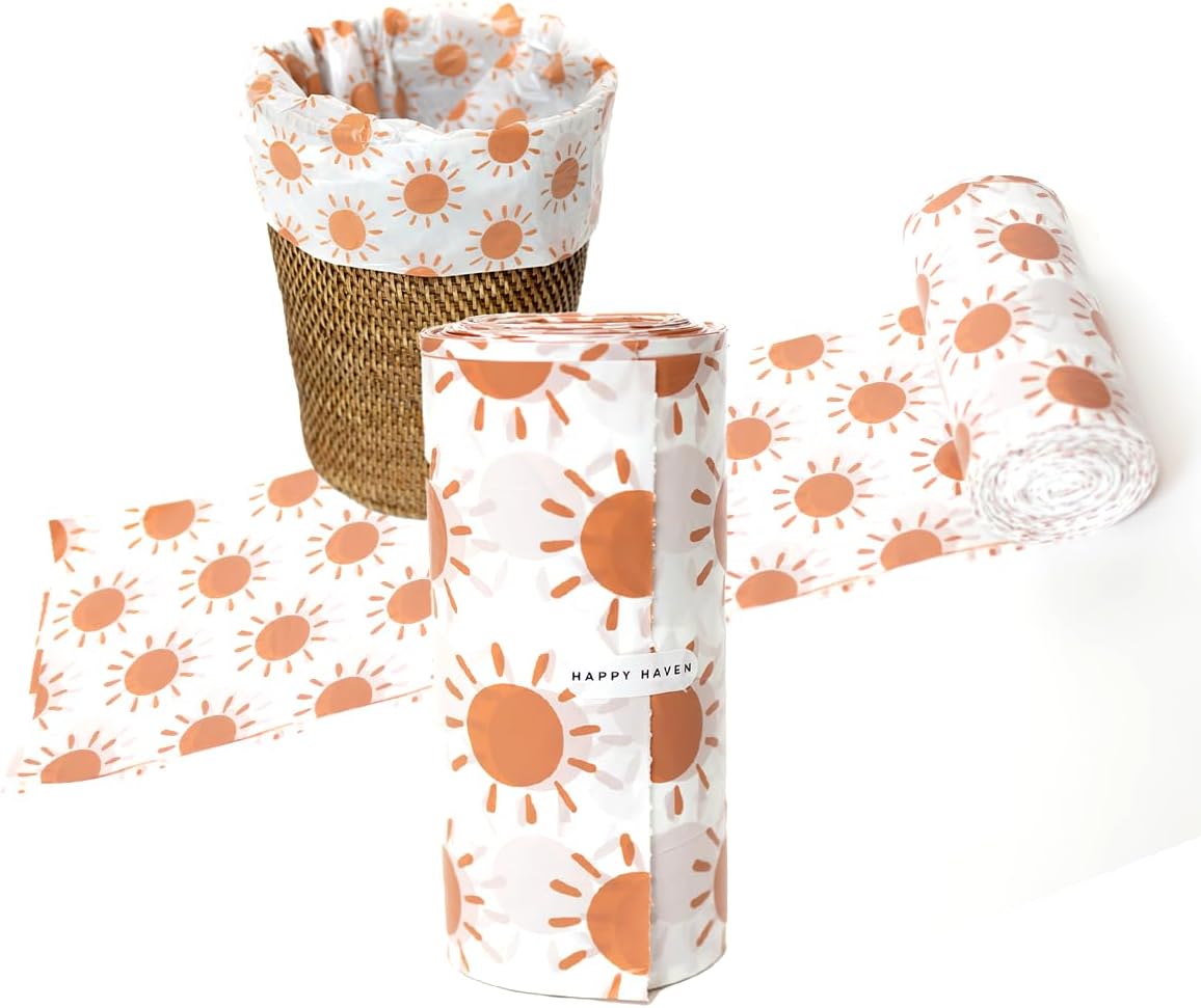 Happy Haven Bathroom Trash Bags for 2,3,4 Gallon Trash Can, Small Garbage Bags - Bedroom & Bathroom, Decorative Cute Wastebasket Liner - 50 Count (Sunshine Sublime)