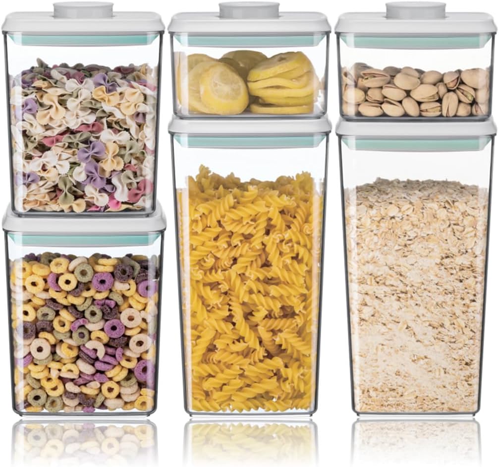Ankou Airtight Food Storage Container Sets with Lids 6Pcs Pop Containers for Kitchen Pantry Organization BPA-Free Stackable Kitchen Storage Containers for Cereal Flour Sugar (0.5, 1.2, 1.8qt)*2