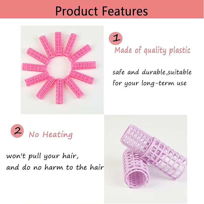 30Pcs Plastic Hair Rollers Set, Snap on Rollers Self Grip Hairdressing Curlers No Heat Rollers for Long Medium Short Thin Fine Hair with Mini Comb (5 Sizes)