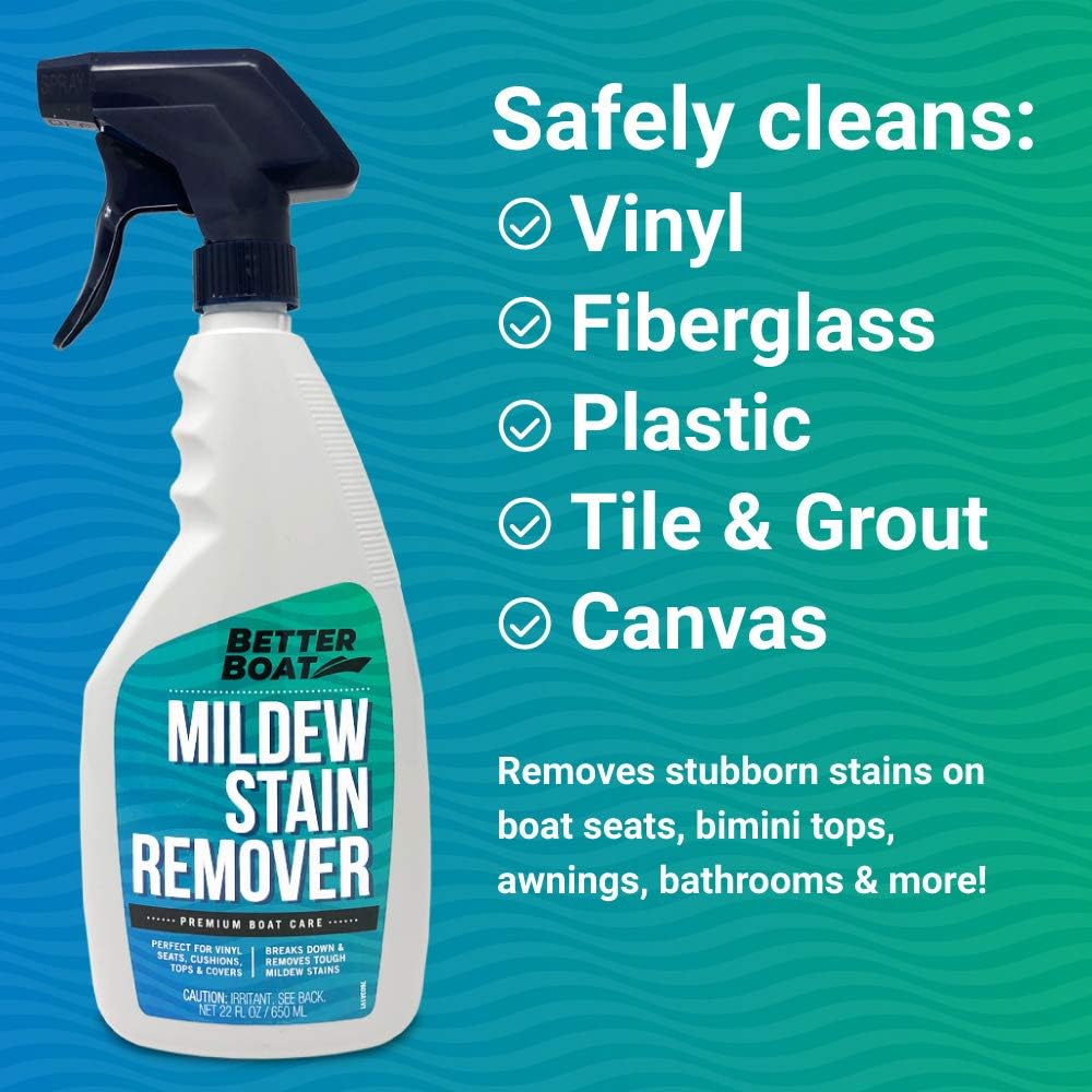 Stain Remover Cleaner, 22 Fl Oz, for Boat Seats, Fabric, Canvas, Carpet, and Vinyl, Removes Stains from Boats, RVs, Cars, Bathrooms, Shower Walls, Patio Furniture, and Pillows, Spray Formula