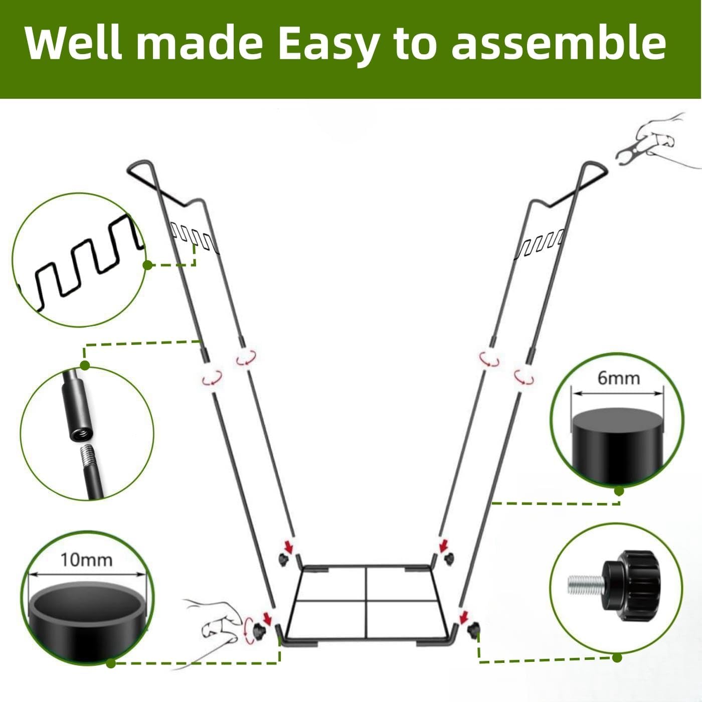 Garden Trash Bag Holder - Outdoor Leaf Bag Support Stand Multi-Use Metal Garbage Bag Holder Frame Holds 30-45 Gallons Bag for Leaves, Camping, Yard Weeding, Lawn Party(2PCS)
