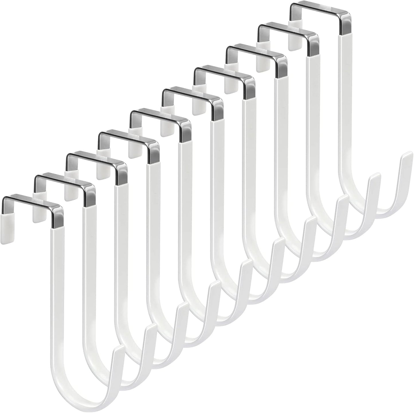 FYY Over The Door Hooks, 10 Pack Door Hangers Hooks with Rubber Prevent Scratches Heavy Duty Organizer Hooks for Living Room, Bathroom, Bedroom Hanging Clothes, Towels, Hats, Coats, Bags White