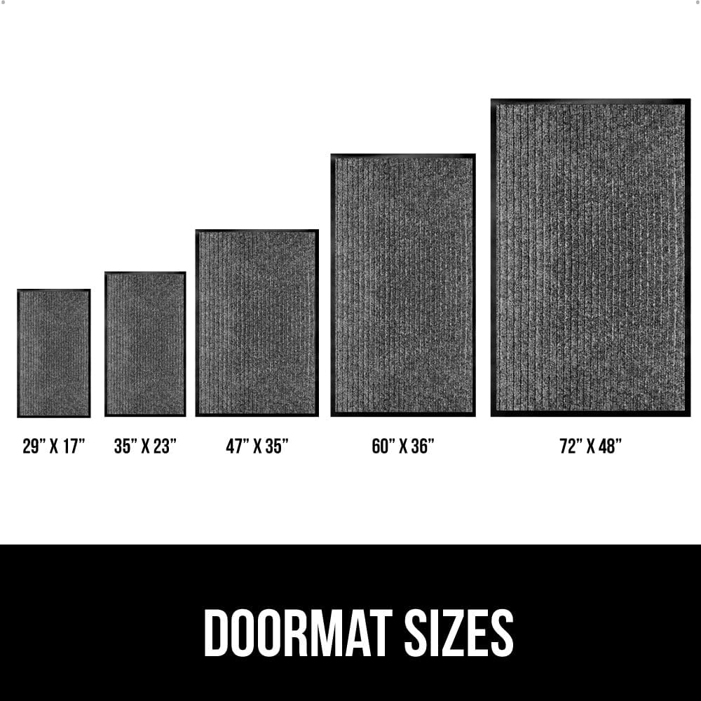 GORILLA GRIP Traffic Guard Door Mat, 2 Pack, Heavy Duty Waterproof Doormat, Commercial Office Space Welcome Mats, Stain and Fade Resistant, Low Profile, Strong Rubber Backing, 29x17, Gray