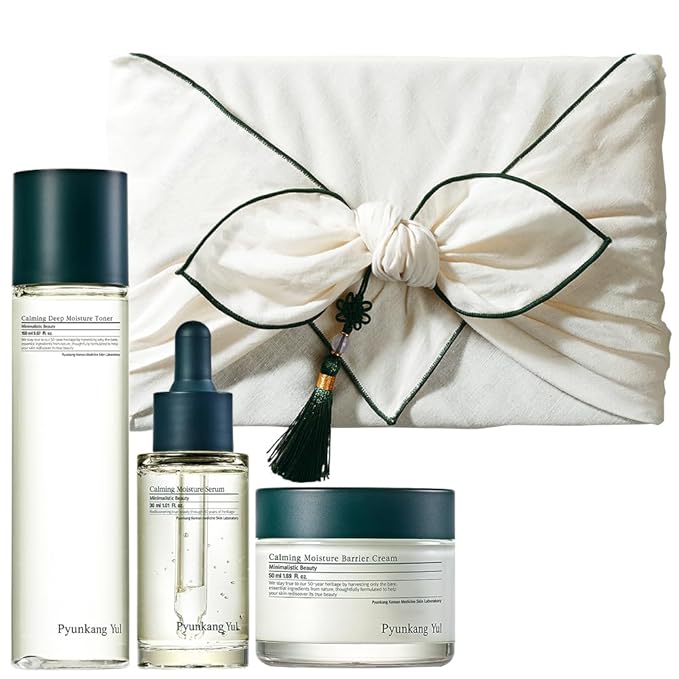 [PKY] Pyunkang Yul Calming Skincare Gift Set with Premium Gift Wrapping, Instantly Calms Sensitive Skin, Toner, Soothing Serum, and Facial Skin Hydrating Cream, Vegan, Korean Skincare (3-item set)