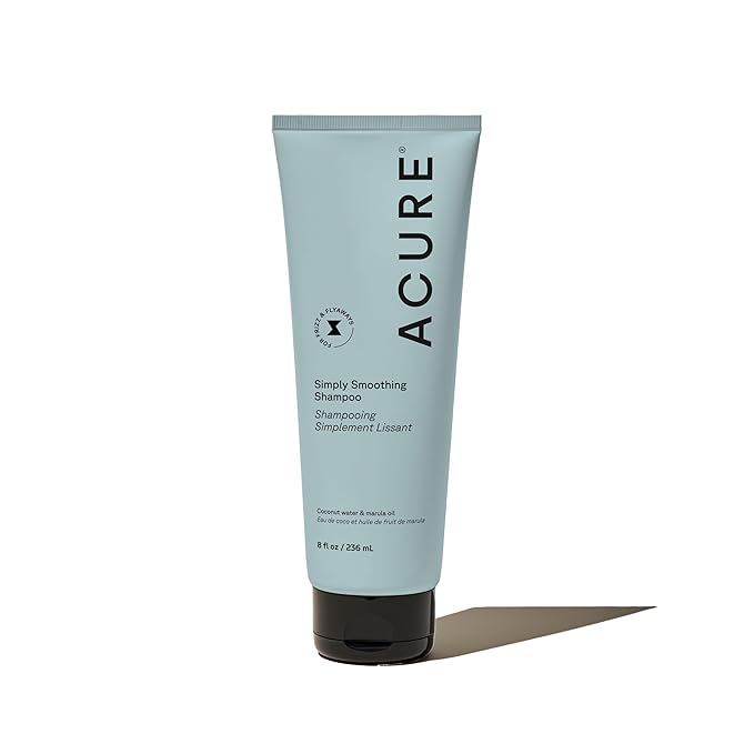 Acure Simply Smoothing Shampoo - Hydrating Anti Frizz Shampoo for Women & Men, Moisturize & Soften Frizzy, Dry, Damaged Hair & Scalp w/ Coconut Water, Vegan, Paraben Free, Sulfate Free - 8 fl oz