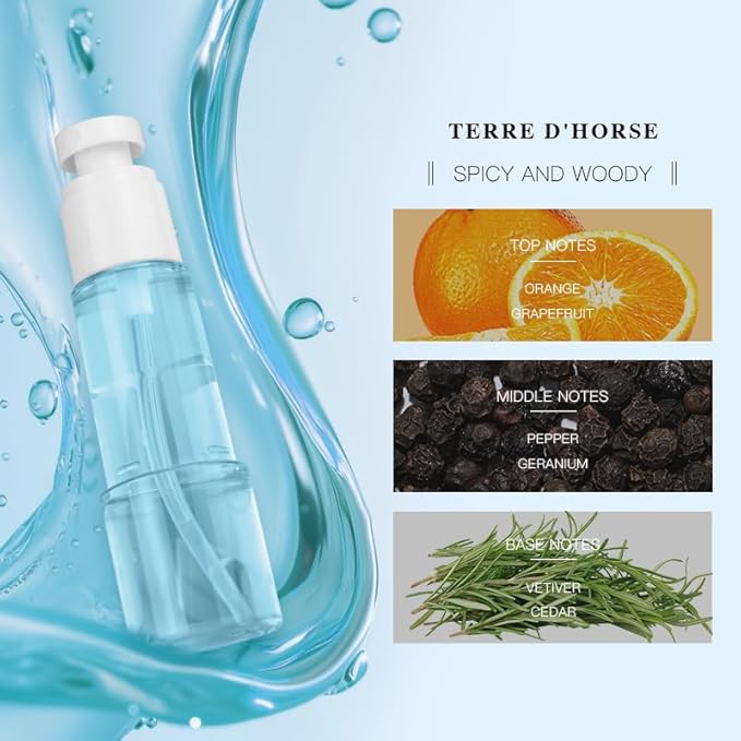 Unisex Hair Perfume, Earthy Woody Scent with Vetiver, Cedar, Grapefruit & Pepper, Oil-Based Hydrating Spray for Frizz Control, 2.4 Fl Oz