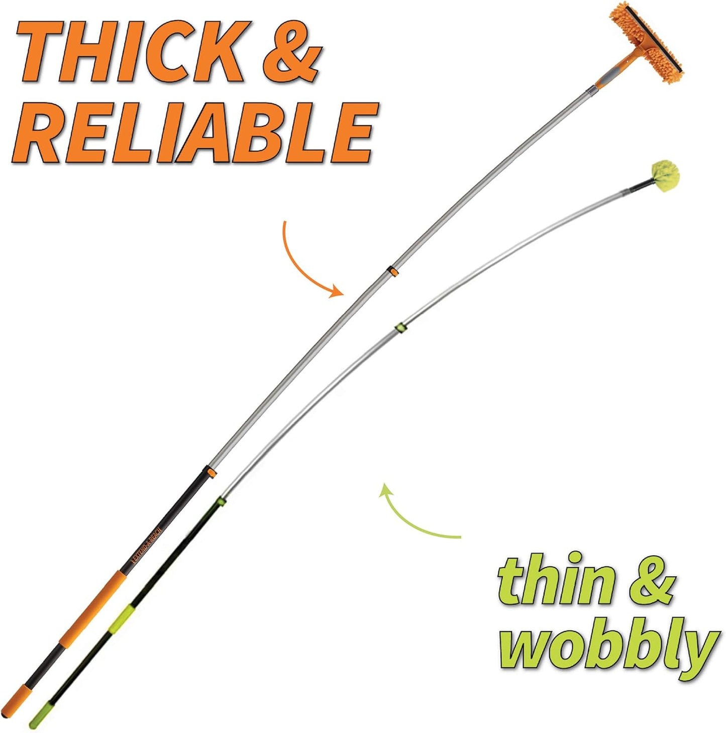 5-18 ft Window Washing Kit (24+ Foot Reach) // Window Cleaning Tool & Window Washer Squeegee with Telescopic Extension Pole // Best Indoor Outdoor Equipment